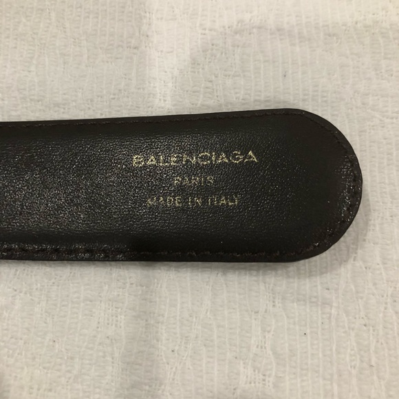 Balenciaga Black Leather Belt with initials GA - Picture 4 of 10